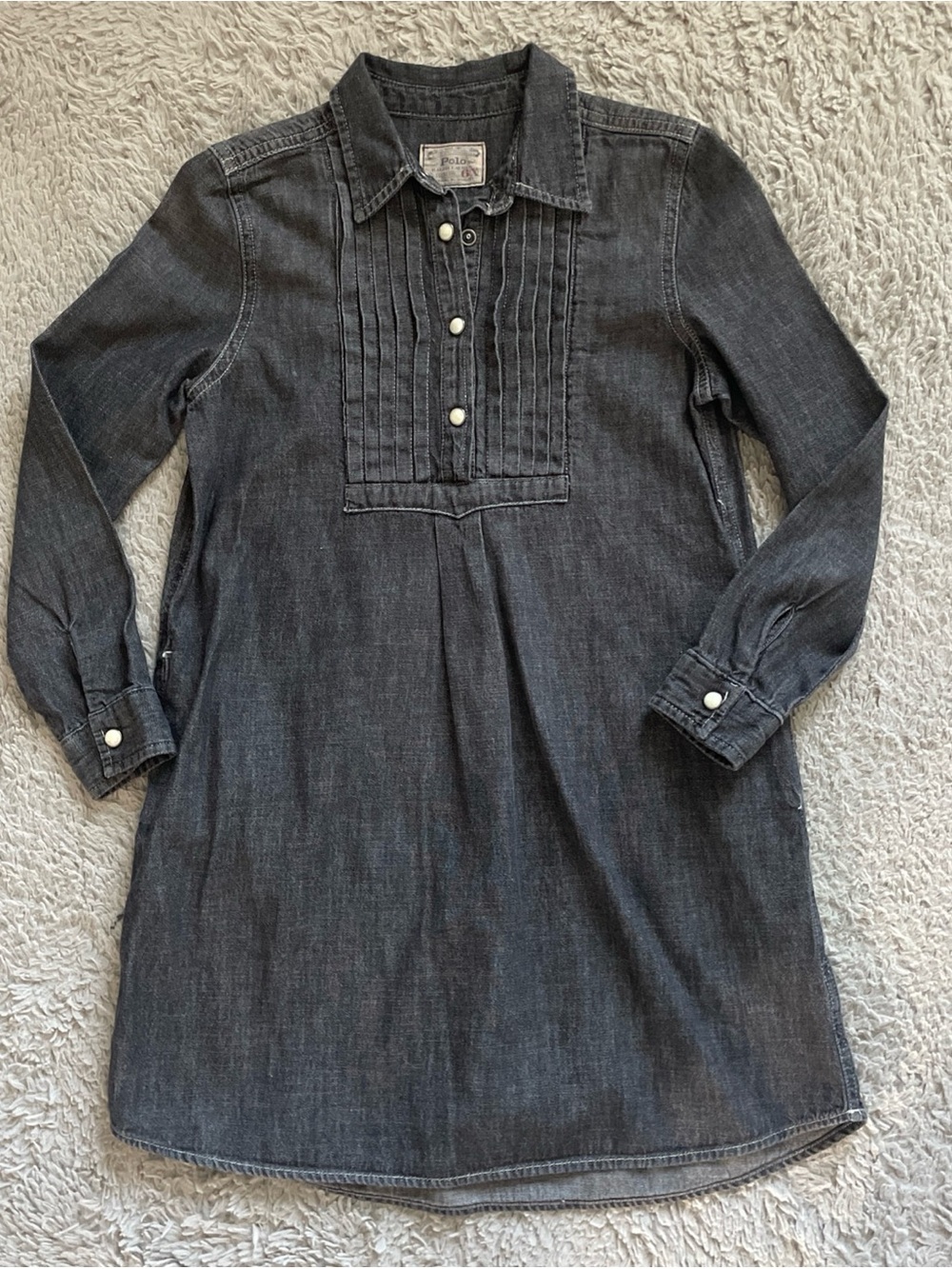 Polo Ralph Lauren Black Vintage Denim Shirt Dress Little Girls Sz 6X Western